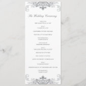 Zilveren Grijs Elegant Ironwork Details Bruiloft Programmakaart (Achterkant)