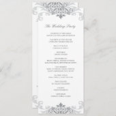 Zilveren Grijs Elegant Ironwork Details Bruiloft Programmakaart (Voorkant / Achterkant)