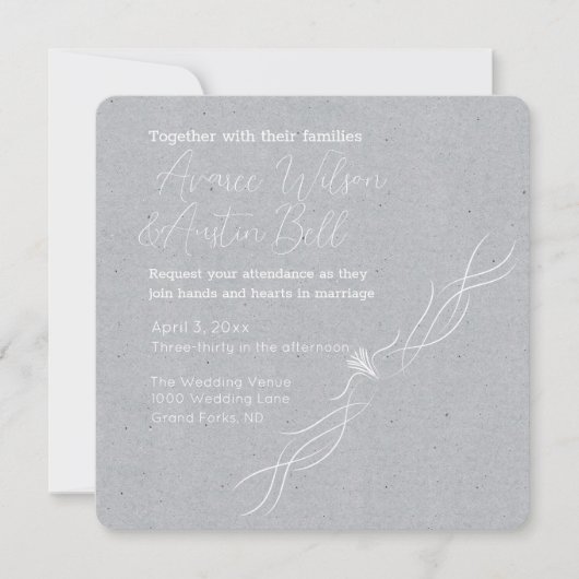 Zilveren Grijs en Wit Minimalistische Bruiloft Kaart (Voorkant)