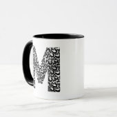 Zilveren Grijs en Zwarte Initiaal M Monogram Mok (Voorkant links)