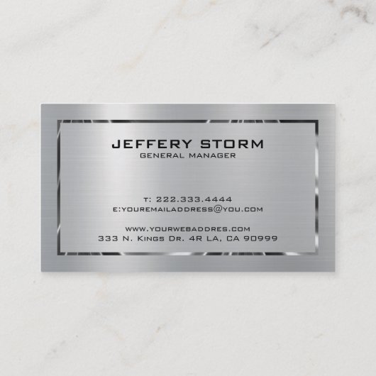 Zilveren Grijs Geborsteld Aluminium Textuur Visitekaartje (Achterkant)