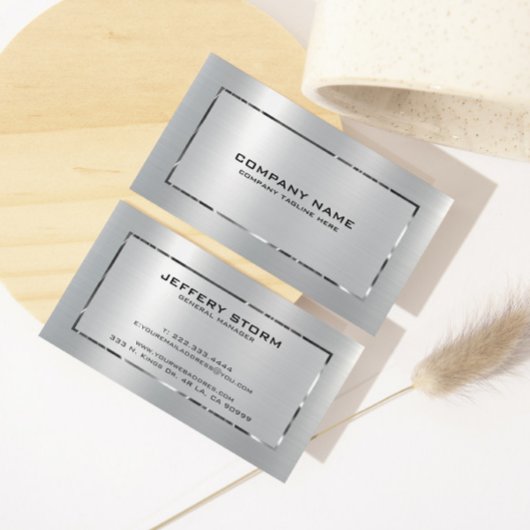 Zilveren Grijs Geborsteld Aluminium Textuur Visitekaartje
