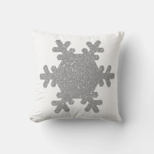 Zilveren Grijs Glitter Sneeuwvlok Patroon Kerstmis Buitenkussen