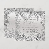 Zilveren Grijs GlitterMetaal Tropisch blad Witte F Kaart (Voorkant / Achterkant)