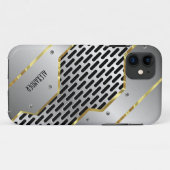 Zilveren Grijs & Goud Glanzende Metallic Look Case-Mate iPhone Case (Achterkant (horizontaal))