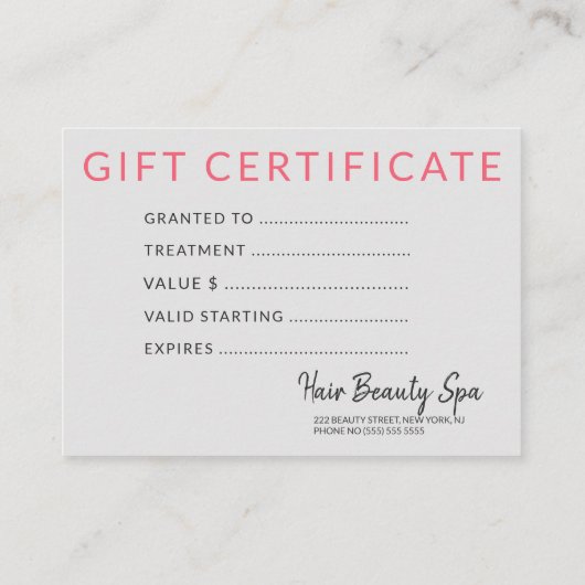 Zilveren Grijs Haar Salon Kerstcadeaubon Contactkaartje (Achterkant)