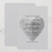 Zilveren Grijs Hart Romantische Bruiloft Kaart (Voorkant / Achterkant)