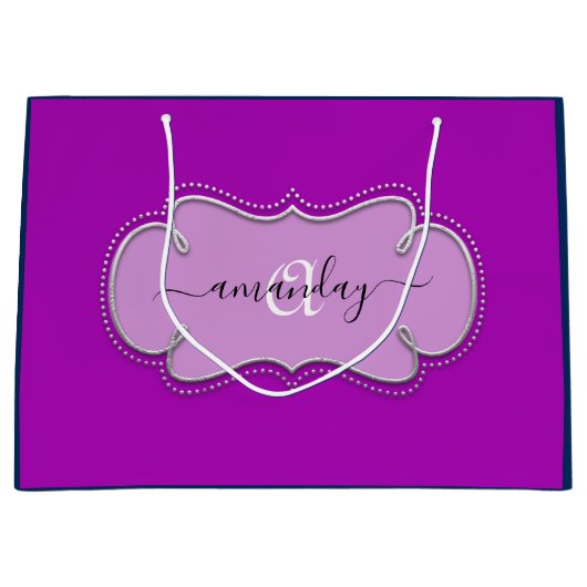 Zilveren Grijs Ingelijste Koninklijke Monogram Naa Groot Cadeauzakje (Voorkant)