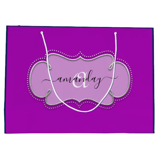 Zilveren Grijs Ingelijste Koninklijke Monogram Naa Groot Cadeauzakje (Achterkant)