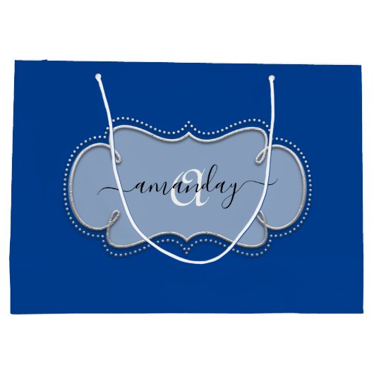 Zilveren Grijs Ingelijste Koninklijke Monogram Naa Groot Cadeauzakje (Achterkant)