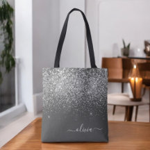 Zilveren Grijs Meisjesachtige Glitter Fonkel Monog