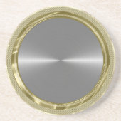 Zilveren Grijs Metallic Design Roestvrij staal loo Zandsteen Onderzetter (Voorkant)