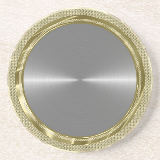 Zilveren Grijs Metallic Design Roestvrij staal loo Zandsteen Onderzetter (Voorkant)