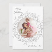 Zilveren Grijs Modern Boho Wildflower Foto Kerstmi Feestdagenkaart (Voorkant)