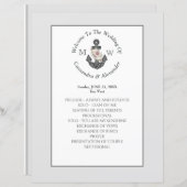 Zilveren Grijs Nautische Bloemen Anker Trouwprogra (Voorkant / Achterkant)