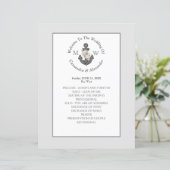 Zilveren Grijs Nautische Bloemen Anker Trouwprogra (Staand voorkant)