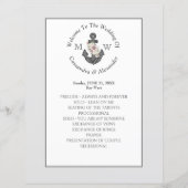 Zilveren Grijs Nautische Bloemen Anker Trouwprogra (Voorkant)