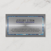 Zilveren Grijs Roestvrij Staal Kijk Blauw Accenten Visitekaartje (Achterkant)