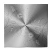 Zilveren Grijs Roestvrij Staal met Bloemontwerp Tegeltje (Voorkant)