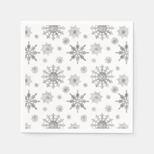 Zilveren Grijs Sneeuwvlokken Patroon Servet (Voorkant)