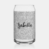 Zilveren grijs sparkles girly bling Custom Name Blikvorm Glas (Achterkant)