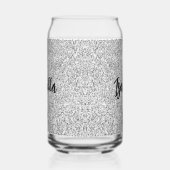 Zilveren grijs sparkles girly bling Custom Name Blikvorm Glas (Rechts)