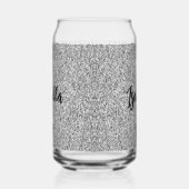Zilveren grijs sparkles girly bling Custom Name Blikvorm Glas (Links)