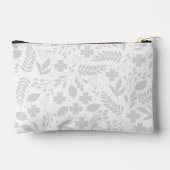 Zilveren Grijs & Wit Boho bladeren Monogram Etui (Achterkant)