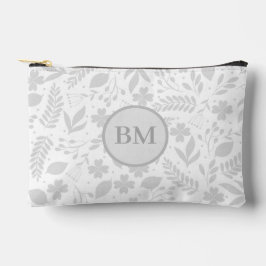 Zilveren Grijs & Wit Boho bladeren Monogram Etui