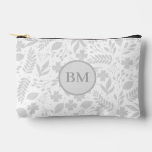 Zilveren Grijs & Wit Boho bladeren Monogram Etui