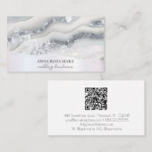 *~* Zilveren Grijs Wit  QR Agaat AP66 Glam Visitekaartje (Voorkant / Achterkant)