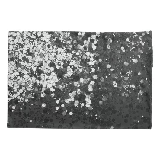Zilveren Grijs Zwart Glitter Glam #1 Kussensloop (Achterkant)