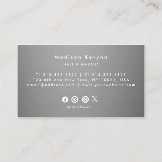 Zilveren Grijze Achtergrond Dripping Glitter Textu Visitekaartje (Achterkant)