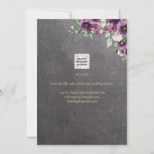 Zilveren grijze bes bloemige bruiloft winter herfs kaart (Achterkant)