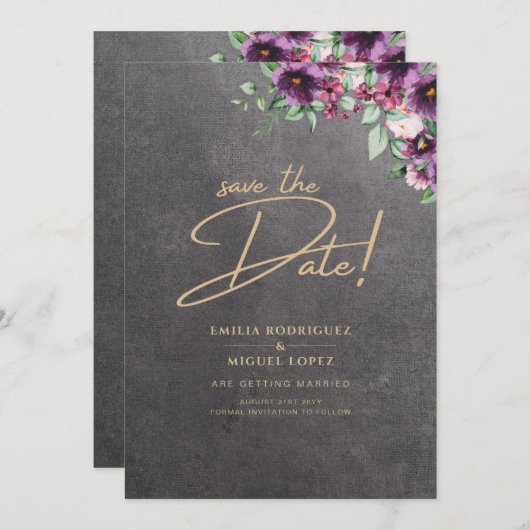 Zilveren grijze bes bloemige bruiloft winter herfs kaart (Voorkant / Achterkant)