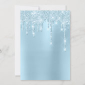 Zilveren Grijze Blauwe Lucht Glitter Effect Drip V Kaart (Achterkant)