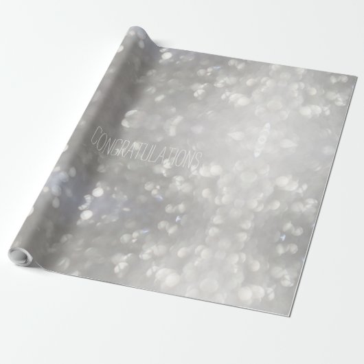 Zilveren Grijze Bokeh Elegante Gefeliciteerd Custo Cadeaupapier (Uitgerold)