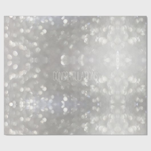 Zilveren Grijze Bokeh Elegante Gefeliciteerd Custo Cadeaupapier (Vlak)