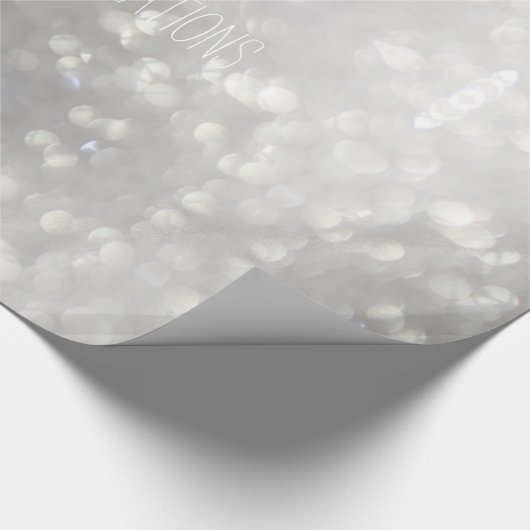 Zilveren Grijze Bokeh Elegante Gefeliciteerd Custo Cadeaupapier (Hoek)