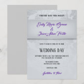 Zilveren Grijze Damast Bruiloft Kaart (Voorkant / Achterkant)