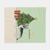 Zilveren grijze Duitse herder feestelijke kerstboo Fleece Deken (Voorkant (Horizontaal))