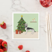 Zilveren grijze Duitse herder feestelijke kerstboo Servet (Insitu)