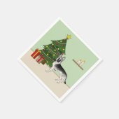 Zilveren grijze Duitse herder feestelijke kerstboo Servet (Hoek)