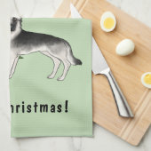 Zilveren grijze Duitse herder feestelijke kerstboo Theedoek (Quarter Fold)