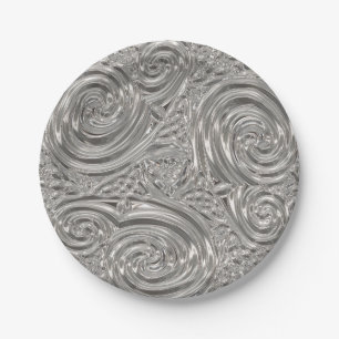 Zilveren grijze elegante art nouveau-reliëflook papieren bordje