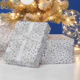 Zilveren Grijze Faux Glitter Cheetah Spots Cadeaupapier