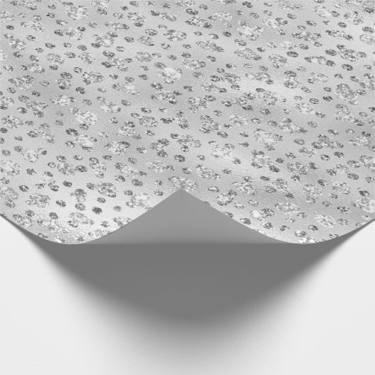 Zilveren Grijze Faux Glitter Cheetah Spots Cadeaupapier (Hoek)