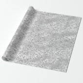 Zilveren Grijze Faux Glitter Luipaard Print Cadeaupapier (Uitgerold)