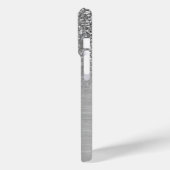 Zilveren Grijze Faux Glitter & Metallic Textuur Case-Mate iPhone Case (Achterkant / Links)