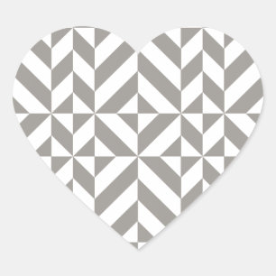 Zilveren grijze geometrische art deco hart sticker